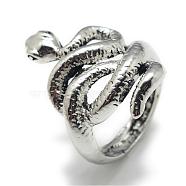 Alloy Finger Rings, Snake, Size 8, Antique Silver, 18mm(RJEW-S038-136)