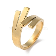304 Stainless Steel Cuff Ring, Real 18K Gold Plated, US Size 7 3/4(17.9mm)(RJEW-Q785-01G)