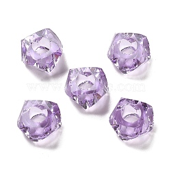 Transparent Resin European Beads, Large Hole Beads, Faceted, Polygon, Lilac, 13~13.5x8mm, Hole: 5.7mm(RESI-B020-01A)