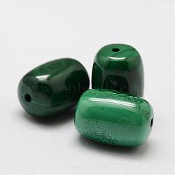 Wax Gourd Natural Malachite Beads, 14x10mm, Hole: 1mm(G-I178-03-10x14)