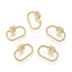 Brass Screw Carabiner Lock Charm, for Necklaces Making, Oval, Golden, 10x14.5x4mm(X-KK-D159-12G)
