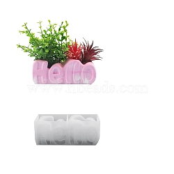 Word Hello Flower Pot DIY Silicone Molds, Resin Casting Molds, For UV Resin, Epoxy Resin Decoration Making, White, 160x70x62mm(SIMO-D004-04B)
