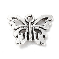 Tibetan Style Alloy Charms, Butterfly Charm, Antique Silver, 10.5x15x2.5mm, Hole: 1.2mm, about 649pcs/500g(PALLOY-P293-013AS)