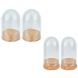 4 Sets 2 Style Glass Dome Cover, Decorative Display Case, Cloche Bell Jar Terrarium with Cork Base, Arch, Clear, 60~60.5x94~96mm, 2 sets/style(AJEW-HY0001-03)