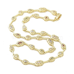 Brass Micro Pave Cubic Zirconia Chain Necklaces , Real 18K Gold Plated, 18.46 inch(469mm)(NJEW-L170-11G-02)