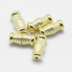 925 Sterling Silver Screw Clasps, Electroplated, Drum, Golden, 11x5mm, Hole: 1mm(STER-G019-23G)