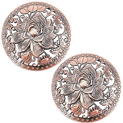 Alloy Incense Burner Cover, Half Round with Lotus, Red Copper, 79x25mm, Inner Diameter: 69mm(AJEW-WH0244-03R)