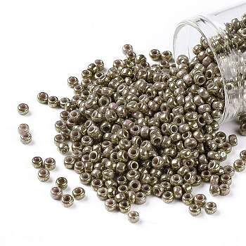 TOHO Round Seed Beads, Japanese Seed Beads, (1704) Gilded Marble Lavender, 8/0, 3mm, Hole: 1mm, about 222pcs/10g