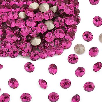 Preciosa&reg MAXIMA Crystal Round Stones, Czech Crystal, Dura Foiling, Round(431 11 615 Chaton), 70350 Fuchsia, SS24(5.25~5.45mm)