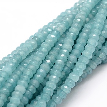 Dyed Natural Malaysia Jade Rondelle Beads Strands, Faceted, Light Blue, 4x2~3mm, Hole: 1mm, about 115pcs/strand, 14 inch
