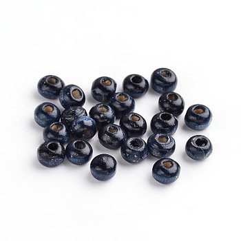 Natural Wood Beads, Bright Color, Round, Dyed, Steel Blue, 5x4mm, Hole: 1.5mm, about 1000pcs/50g
