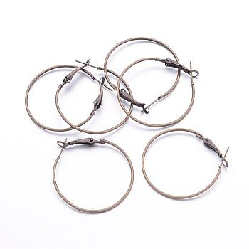 Antique Bronze Wine Glass Charm Ring Iron Hoop Earrings, Nickel Free, 18 Gauge, 35x1mm