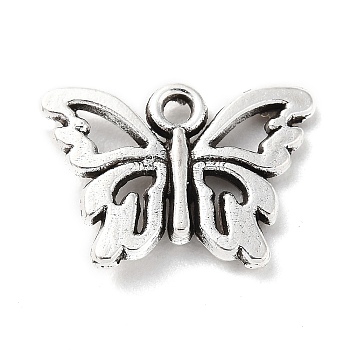 Tibetan Style Alloy Charms, Butterfly Charm, Antique Silver, 10.5x15x2.5mm, Hole: 1.2mm, about 649pcs/500g