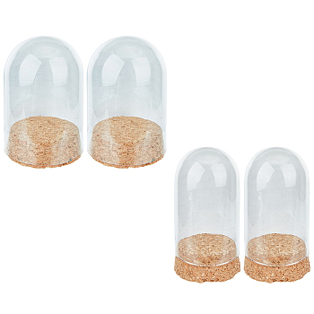 4 Sets 2 Style Glass Dome Cover, Decorative Display Case, Cloche Bell Jar Terrarium with Cork Base, Arch, Clear, 60~60.5x94~96mm, 2 sets/style