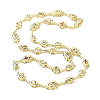 Brass Micro Pave Cubic Zirconia Chain Necklaces , Real 18K Gold Plated, 18.46 inch(469mm)