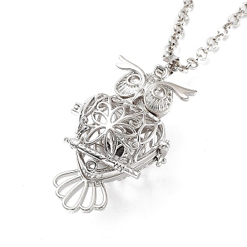 Brass Pendant Necklaces, with Iron Rolo Chains, Owl, 31.81 inch(80.8cm), Pendant: 50.5x30x21mm