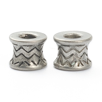 304 Stainless Steel Beads, Column, Antique Silver, 8x6.5mm, Hole: 3.3mm