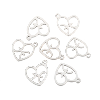 304 Stainless Steel Pendants, Laser Cut, Heart with Constellation, Pisces, 15.5x13x0.8mm, Hole: 1.5mm