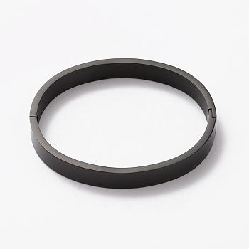 304 Stainless Steel Bangles, Stamping Blank Tag, Electrophoresis Black, Inner Diameter: 2x2-3/8 inch(5x5.9cm)