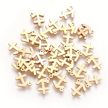 304 Stainless Steel Charms, Constellation/Zodiac Sign, Real 18K Gold Plated, Sagittarius, 9.5x8x1mm, Hole: 0.8mm