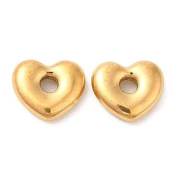 Ion Plating(IP) 304 Stainless Steel Beads, Heart, Golden, 11.5x13x3.5mm, Hole: 3mm