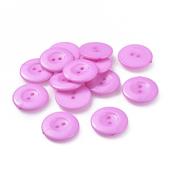 Acrylic Sewing Buttons for Costume Design, Plastic Shirt Buttons, 2-Hole, Dyed, Flat Round, Dark Orchid, 25x3mm, Hole: 2mm