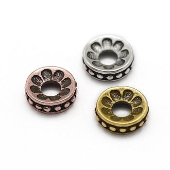 Brass Spacer Beads, Cadmium Free & Nickel Free & Lead Free, Flat Round, Mixed Color, 7x2mm, Hole: 2.5mm