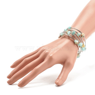 5-bracelets enveloppants en perles d'amazonite naturelle à boucles pour femmes(BJEW-JB01517-06)-3