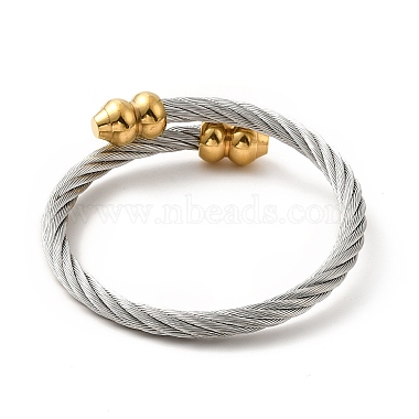 304 bracelet manchette ouvert en corde torsadée en acier inoxydable(BJEW-P283-50)-3