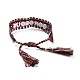 Слово великолепный поликоттон (полиэстер хлопок) плетеный браслет с кисточкой Шарм(BJEW-F429-03)-3