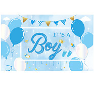 Polyester Hanging Banners Children Birthday, Birthday Party Idea Sign Supplies, It's A Boy, Sky Blue, 180x110cm(AJEW-WH0190-013)