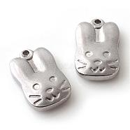 201 Stainless Steel Bunny Pendants, Rabbit, Stainless Steel Color, 16x10.5x3.5mm, Hole: 1.5mm(STAS-Q195-48)