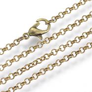 Iron Rolo Chains Necklace Making, with Lobster Clasps, Soldered, Antique Bronze, 23.6 inch(60cm)(MAK-R017-60cm-AB)