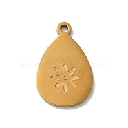 Bohemian Style 304 Stainless Steel Pendant, Teardrop, Golden, 24.5x15.5x1.5mm, Hole: 2mm(STAS-M314-03G-G)