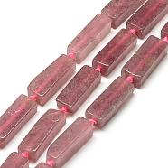 Natural Strawberry Quartz Beads Strands, Cuboid, 24~30x9~11x7~9mm, Hole: 2mm, about 13pcs/strand, 15.7 inch(G-R422-06)