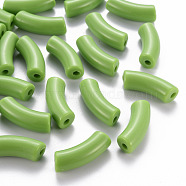 Opaque Acrylic Beads, Curved Tube, Olive Drab, 36x13.5x11.5mm, Hole: 4mm, about 133pcs/500g(MACR-S372-001B-S031)