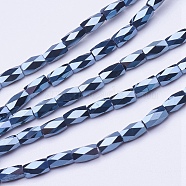 Electroplate Transparent Glass Beads Strands, Full Plated, Faceted, Column, Hematite Plated, 5x3mm, Hole: 0.5mm, about 100pcs/strand, 19.4 inch(EGLA-E046-F03)