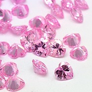Cubic Zirconia Pointed Back Cabochons, Grade A, Faceted, Heart, Pearl Pink, 5x5x3mm(ZIRC-M005-5mm-005)