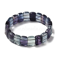 Natural Fluorite Rectangle Beaded Stretch Bracelets, Tile Bracelet, Inner Diameter: 2-1/4 inch(5.64cm)(G-Z048-01)