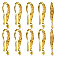 20Pcs Brass Earring Hooks, Ear Wire, with Horizontal Loops, Real 18K Gold Plated, 17x8x2.5mm, Hole: 1.2mm, Pin: 0.9mm(ZIRC-SZ0005-18)