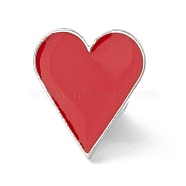 Playing Card Enamel Pin, Poker Alloy Brooch for Backpack Clothes, Platinum, Red, 20.3x18x10mm(JEWB-I017-01C-P)