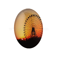 Ferris Wheel Theme Ornaments Decorations Glass Oval Flatback Cabochons, Colorful, 30x20x6mm(X-GGLA-A003-20x30-DD18)