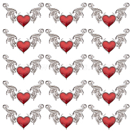 30Pcs Halloween Alloy Enamel Connector Charms, FireBrick Evil Heart Links with Wings, Platinum, 25x40x2.6mm, Hole: 1mm(FIND-SC0007-24)