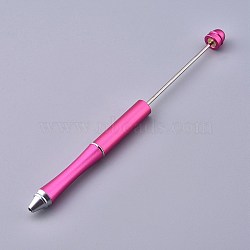 Plastic Beadable Pens, Shaft Black Ink Ballpoint Pen, for DIY Pen Decoration, Deep Pink, 157x10mm, The Middle Pole: 2mm(AJEW-L082-B10)