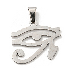 304 Stainless Steel Pendant, Laser Cut, Eye of Ra/Re Charm, Stainless Steel Color, 22x23x1mm, Hole: 5.5x3mm(STAS-H184-06P)
