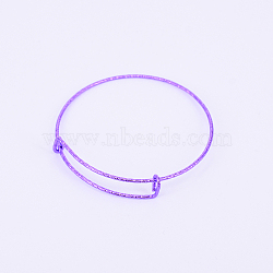 Adjustable Iron Bangle Making, Torque Bangle, Textured, Lilac, 1.5mm, Inner Diameter: 2-3/8 inch(6cm)(BJEW-TAC0004-02A)