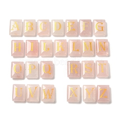 26Pcs Natural Rose Quartz Healing Rectangle with Letter A~Z Display Decorations, Reiki Energy Stone Ornament, 20x15x6.5mm(G-K335-07B)