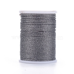 Polyester Braided Cord, with Metallic Cord, Dark Gray, 1mm, about 7.65 yards(7m)/roll(OCOR-G006-02-1.0mm-06)