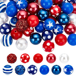 DIY Beads Kits, Including Acrylic Beads, Resin Beads, ABS Plastic Imitation Pearl Round Beads, Mixed Color, 19~20x18~20mm, Hole: 2~3mm, 50pcs/set(SACR-AR0001-18)