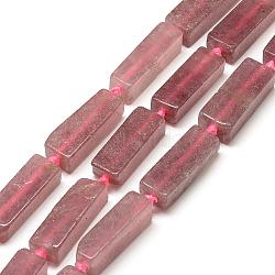 Natural Strawberry Quartz Beads Strands, Cuboid, 24~30x9~11x7~9mm, Hole: 2mm, about 13pcs/strand, 15.7 inch(G-R422-06)